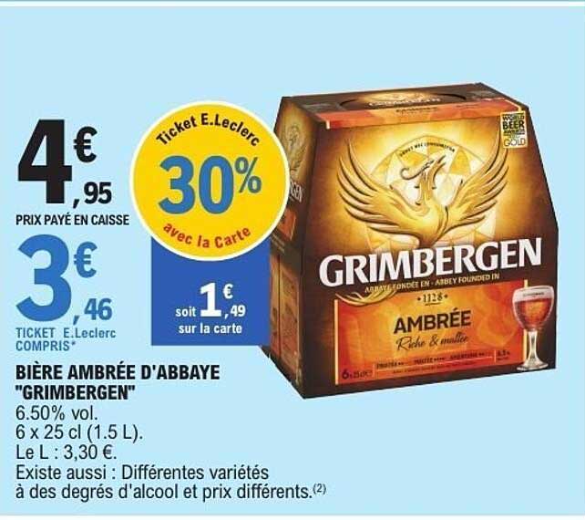 BIÈRE AMBRÉE D'ABBAYE "GRIMBERGEN"