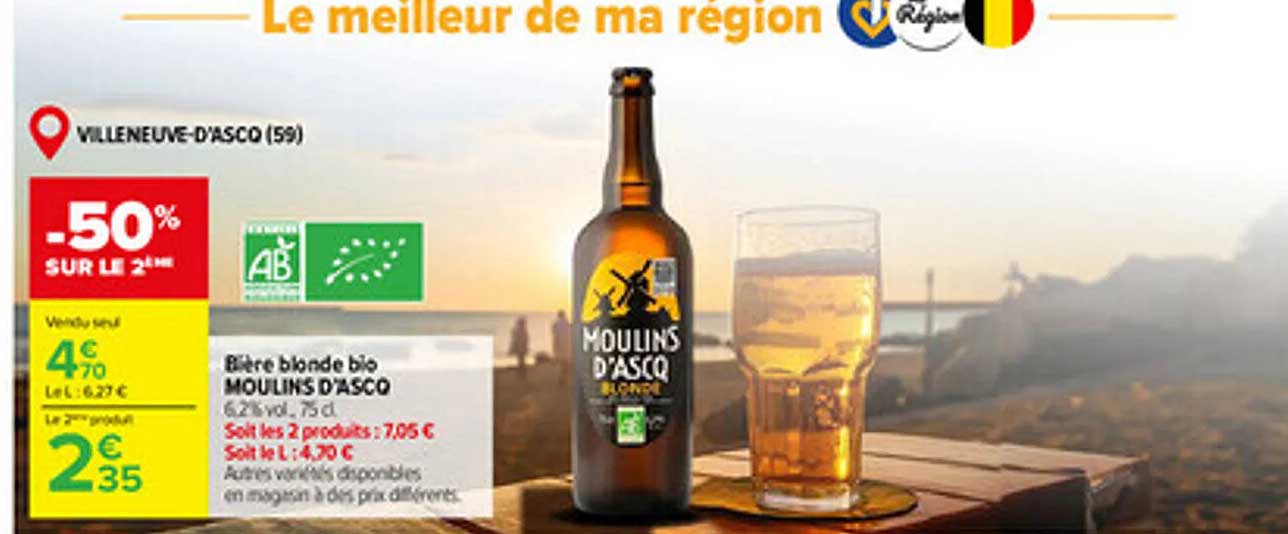 Bière blonde bio MOULINS D'ASCO