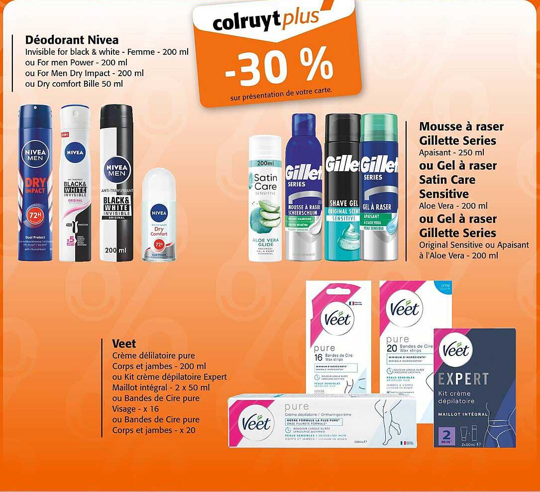Déodorant Nivea Invisible for black & white - Femme - 200 ml ou For men Power - 200 ml ou For Men Dry Impact - 200 ml ou Dry comfort Bille 50 ml