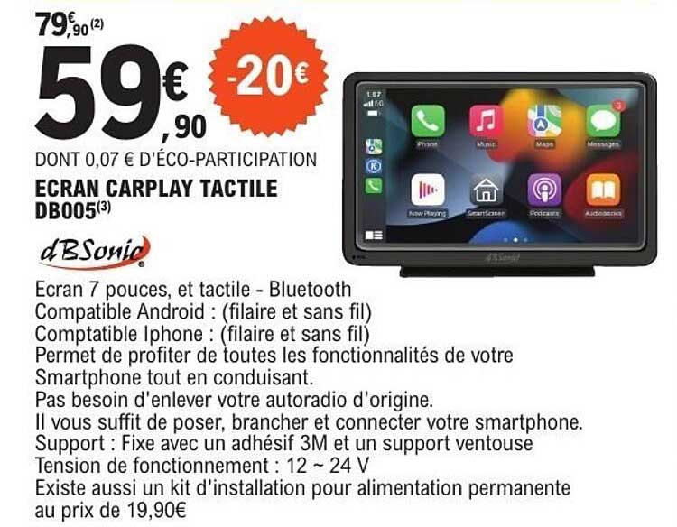 ECRAN CARPLAY TACTILE DB005