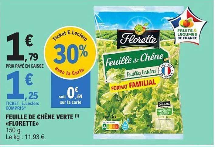 FEUILLE DE CHÊNE VERTE (*) «FLORETTE»