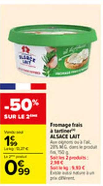 Fromage frais à tartiner" ALSACE LAIT