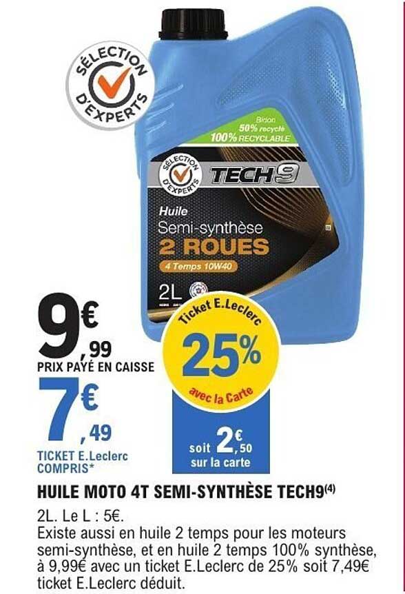 HUILE MOTO 4T SEMI-SYNTHÈSE TECH9