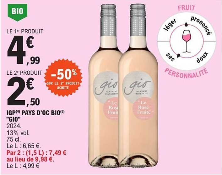 IGP PAYS D'OC BIO 'GIO' - Le Rosé Fruité