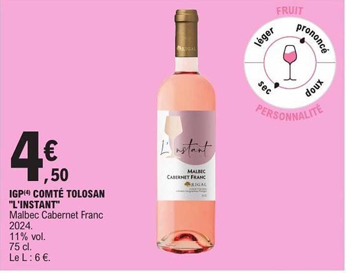 IGP(4) COMTÉ TOLOSAN "L' INSTANT" Malbec Cabernet Franc 2024