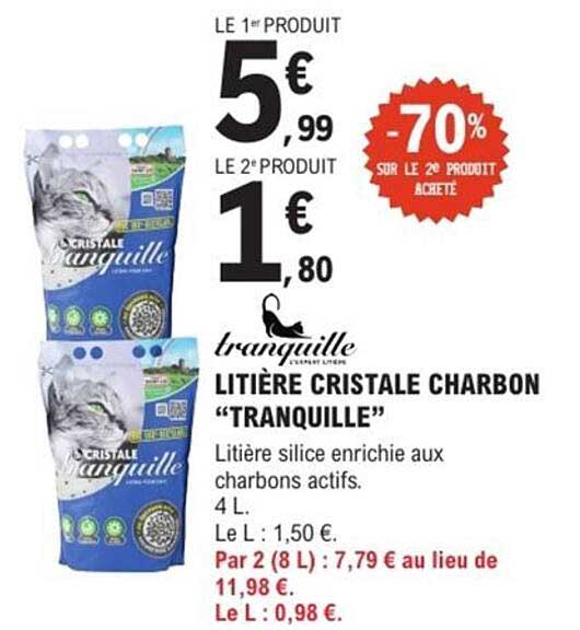 LITIÈRE CRISTALE CHARBON “TRANQUILLE”