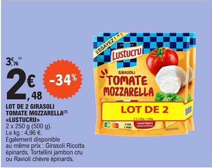 LOT DE 2 GIRASOLI TOMATE MOZZARELLA «LUSTUCRU»