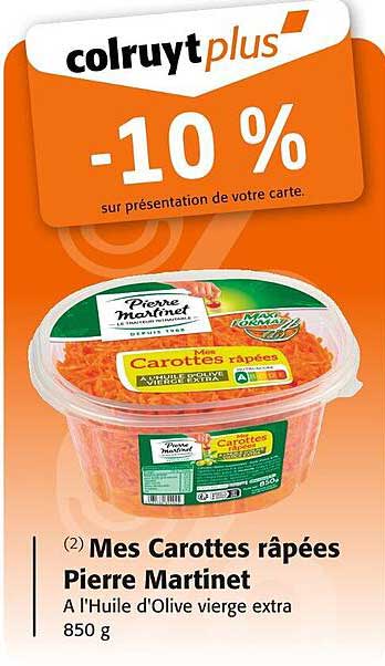 Mes Carottes râpées Pierre Martinet A l'Huile d'Olive vierge extra 850 g