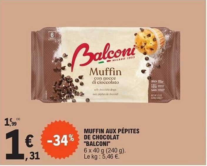 MUFFIN AUX PÉPITES DE CHOCOLAT "BALCONI"