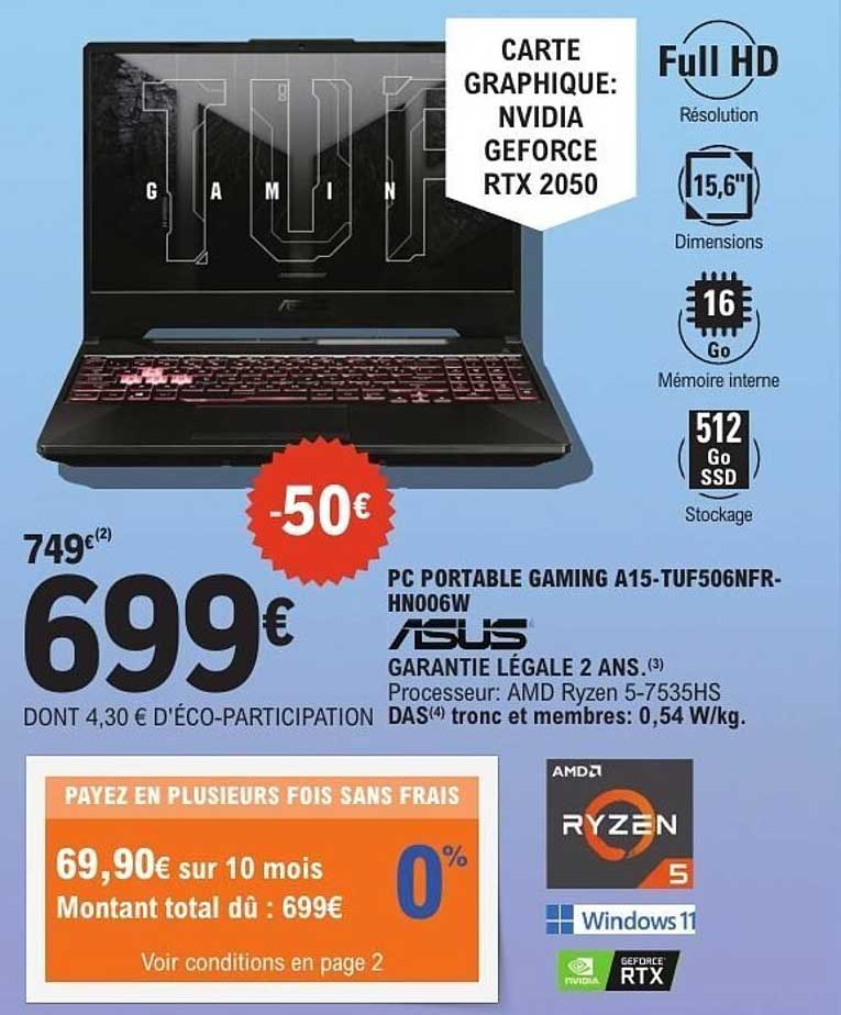 PC PORTABLE GAMING A15-TUF506NFR-HN006W