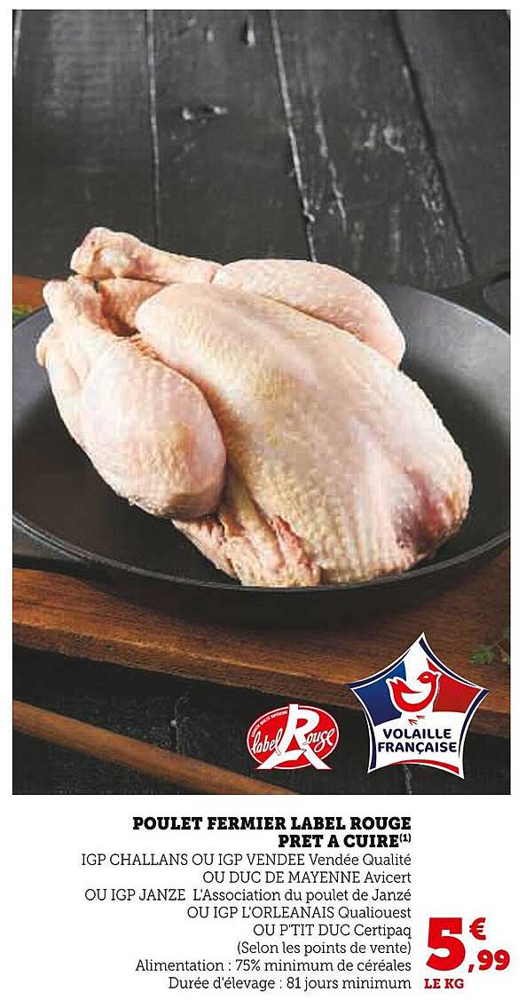 POULET FERMIER LABEL ROUGE PRÊT À CUISER