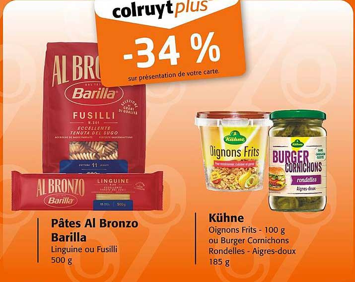 Promo Exceptionnelle sur les Pâtes Al Bronzo Barilla et les Oignons Frits Kühne