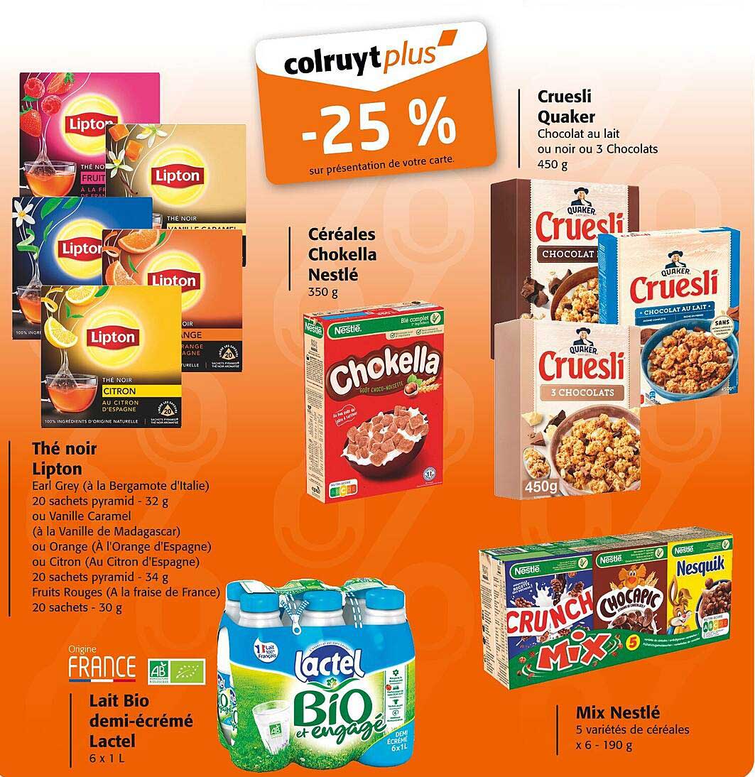 Réduction de -25 % sur les produits Lipton et Nestlé