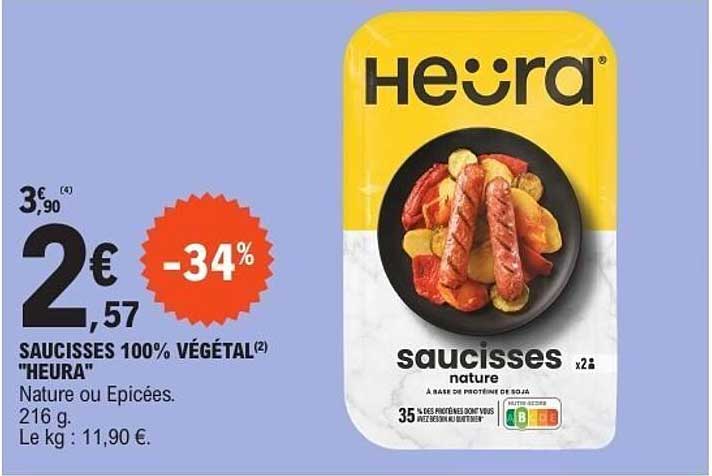 SAUCISSES 100% VÉGÉTAL "HEURA"