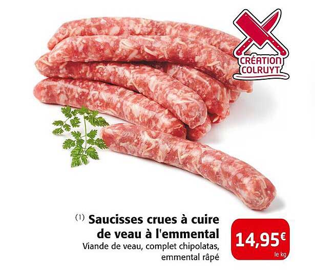 Saucisses crues à cuire de veau à l'emmental