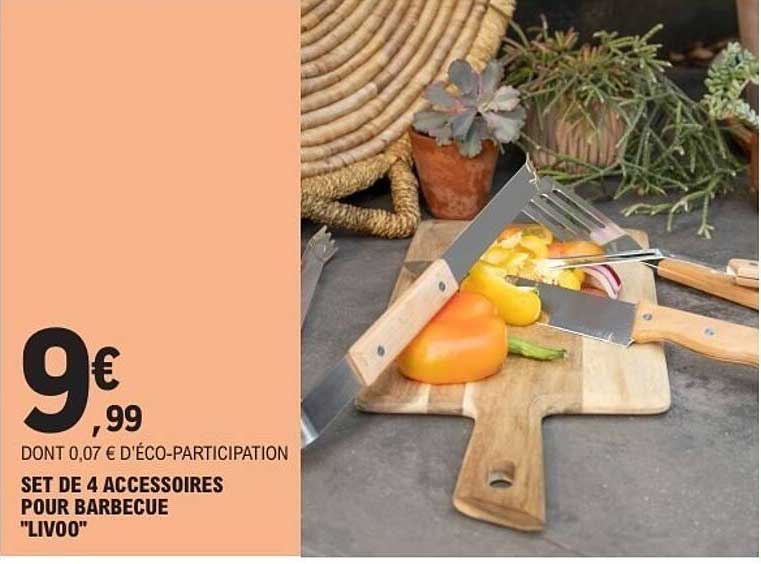 SET DE 4 ACCESSOIRES POUR BARBECUE "LIVOO"
