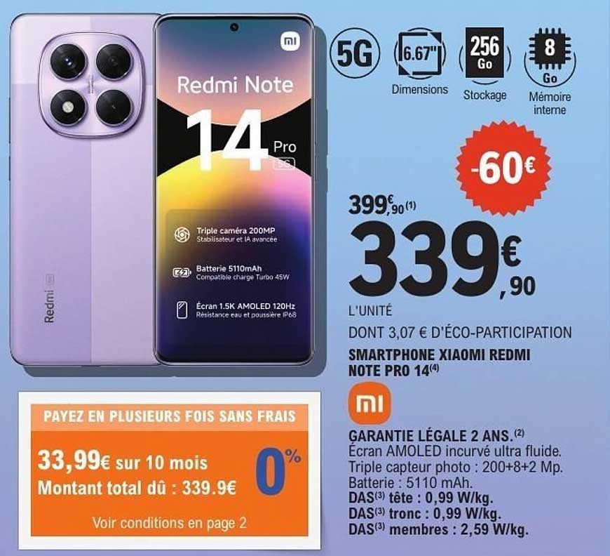 SMARTPHONE XIAOMI REDMI NOTE PRO 14