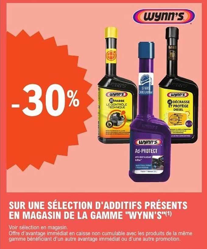 SUR UNE SÉLECTION D'ADDITIFS PRÉSENTS EN MAGASIN DE LA GAMME "WYNN'S"