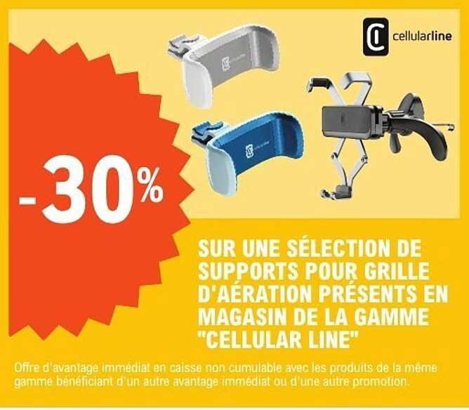 SUR UNE SÉLECTION DE SUPPORTS POUR GRILLE D'AÉRATION PRÉSENTS EN MAGASIN DE LA GAMME "CELLULAR LINE"