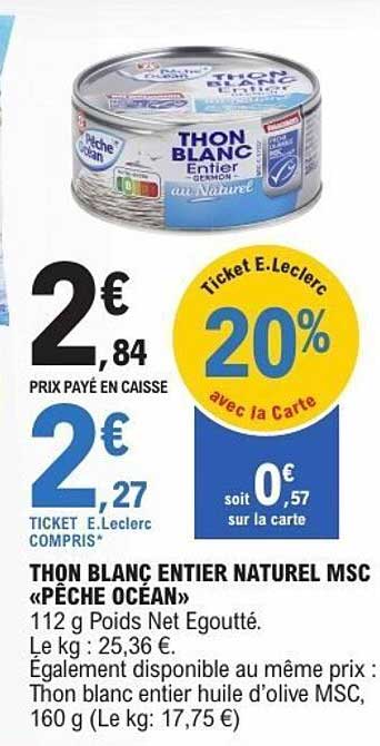 THON BLANC ENTIER NATUREL MSC «PÊCHE OCEAN»