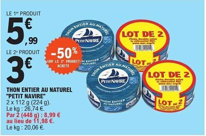 THON ENTIER AU NATUREL "PETIT NAVIRE"