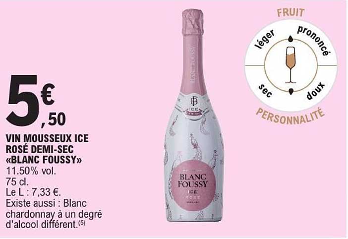 VIN MOUSSEUX ICE ROSÉ DEMI-SEC «BLANC FOUSSY»