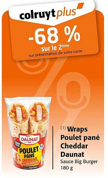Wraps Poulet pané Cheddar Daunat 180 g