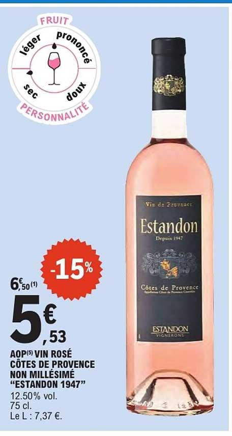 AOP VIN ROSÉ CÔTES DE PROVENCE NON MILLÉSIMÉ “ESTANDON 1947”