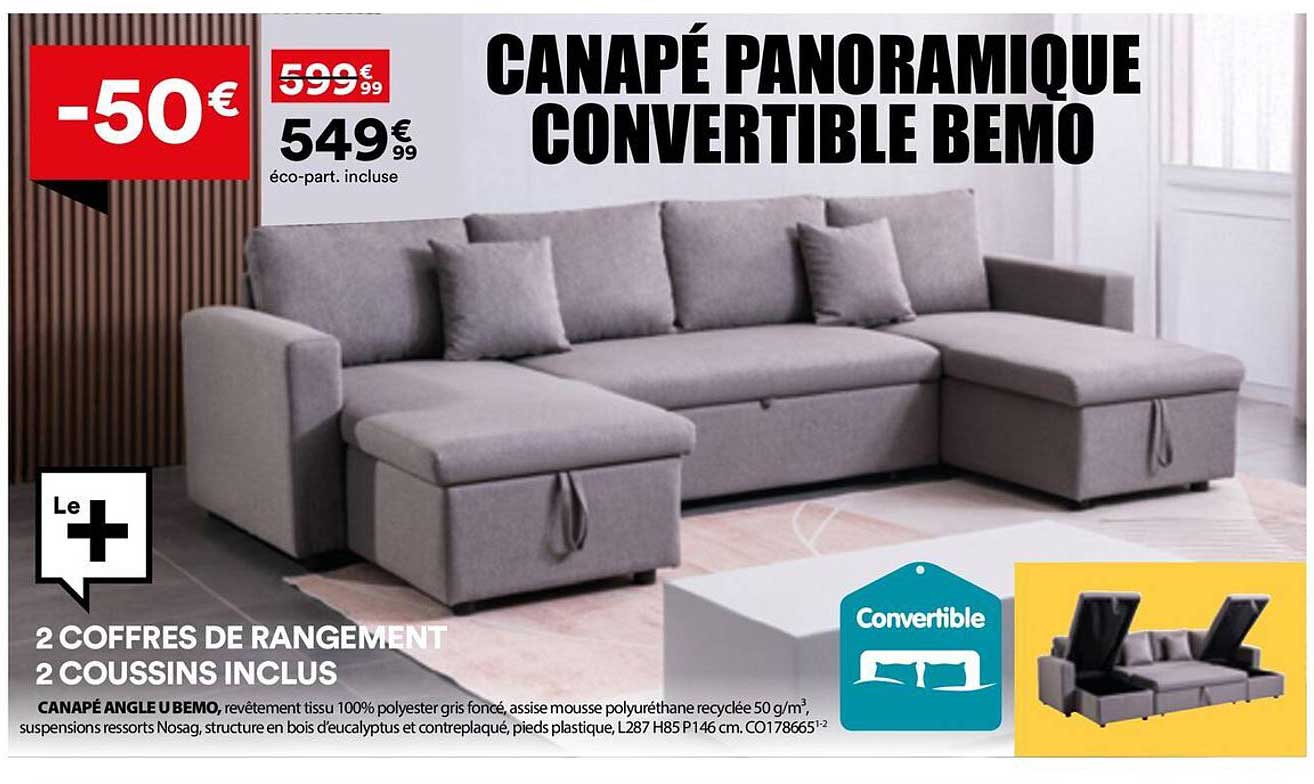 CANAPÉ PANORAMIQUE CONVERTIBLE BEMO