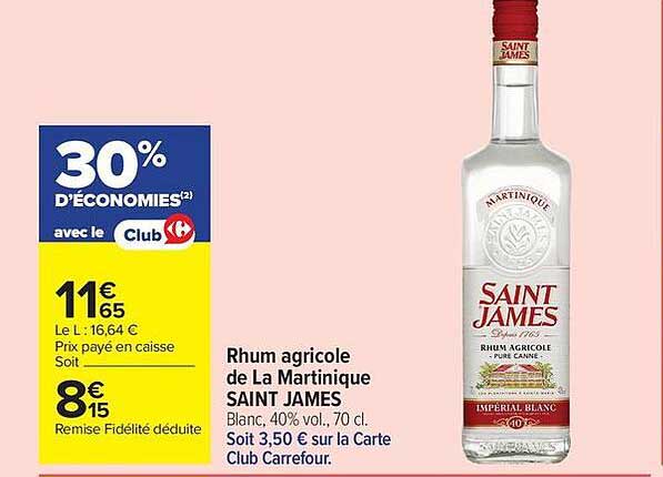 Rhum agricole de La Martinique SAINT JAMES
