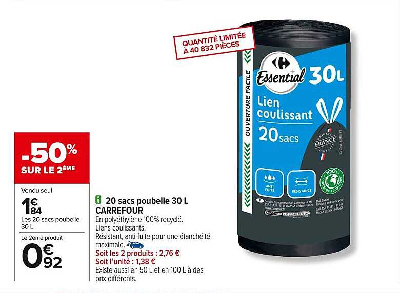 20 sacs poubelle 30 L