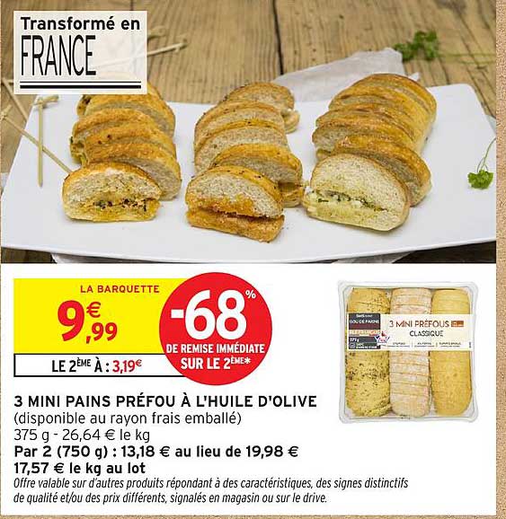 3 MINI PAINS PRÉFOU À L'HUILE D'OLIVE