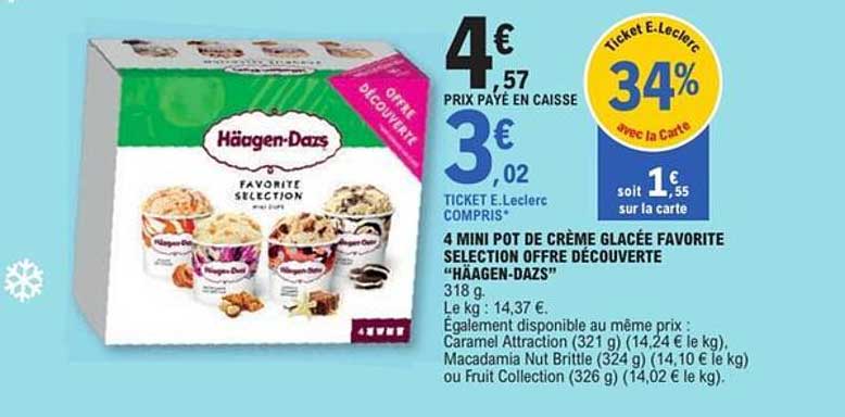 4 MINI POT DE CRÈME GLACÉE FAVORITE SELECTION OFFRE DÉCOUVERTE "HÄAGEN-DAZS"