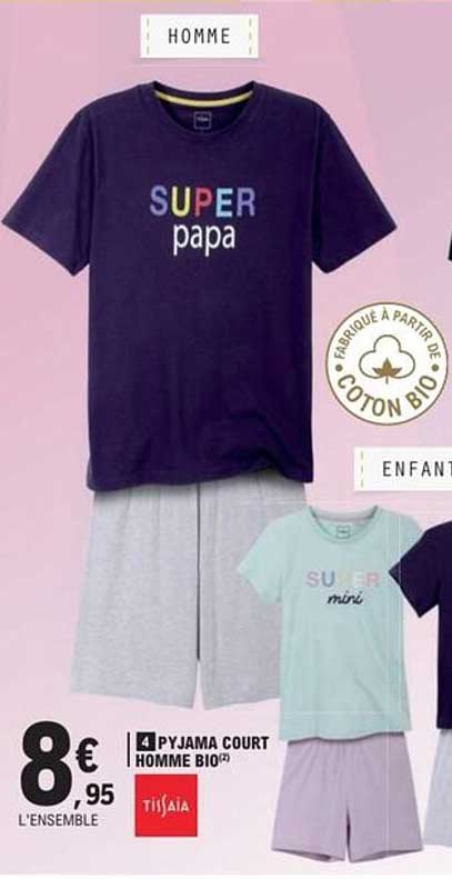 4 PYJAMA COURT HOMME BIO