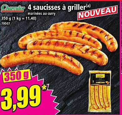 4 saucisses à griller marinées au curry