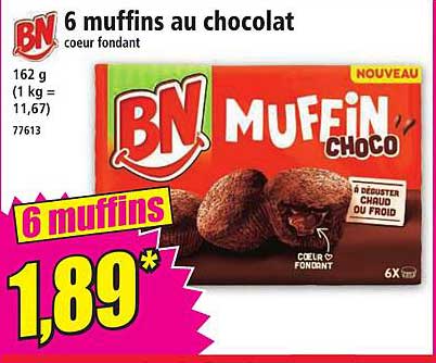 6 muffins au chocolat coeur fondant