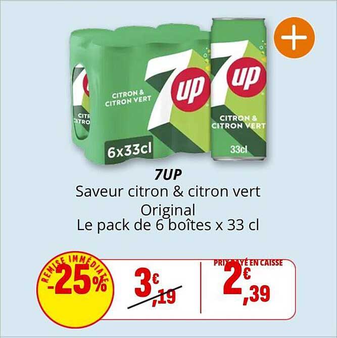 7UP Saveur citron & citron vert Original Le pack de 6 boîtes x 33 cl