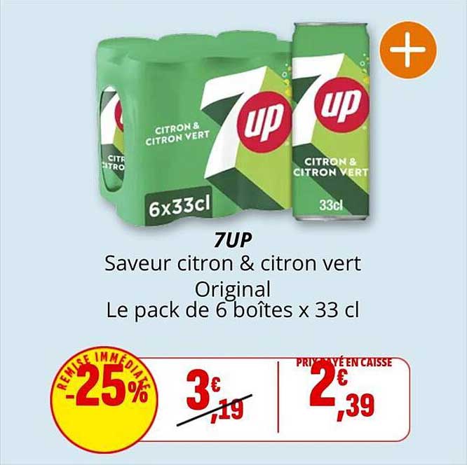 7UP Saveur citron & citron vert Original Le pack de 6 boîtes x 33 cl