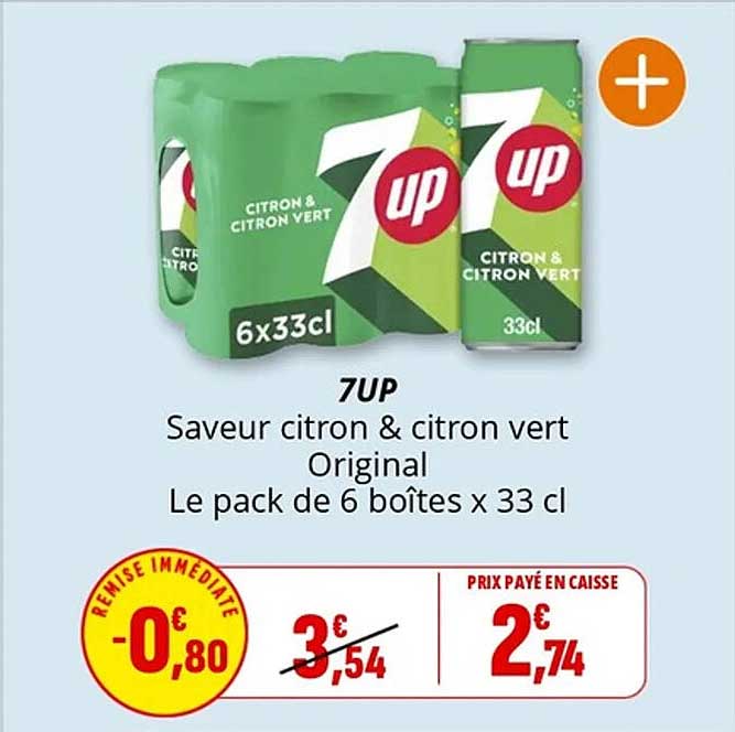 7UP Saveur citron & citron vert Original Le pack de 6 boîtes x 33 cl