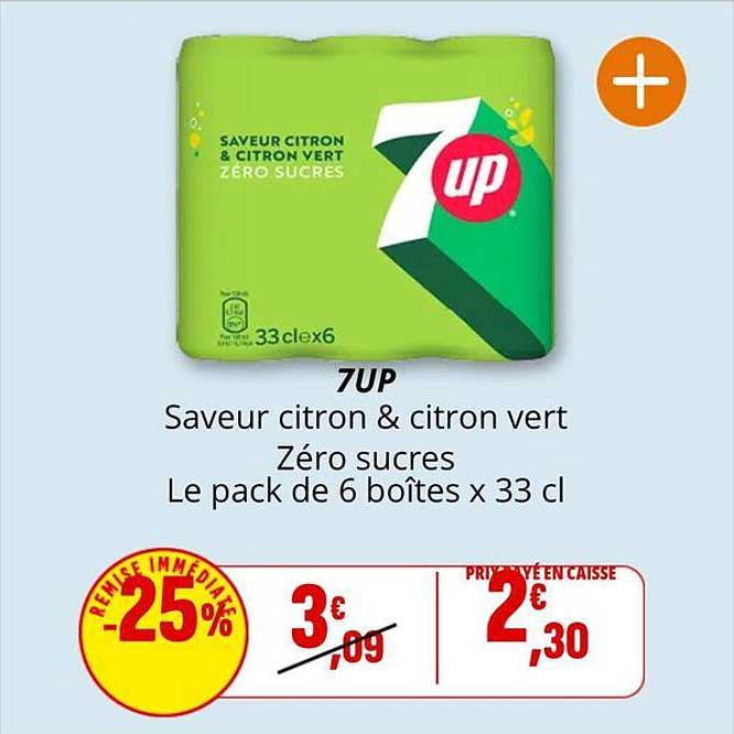 7UP Saveur citron & citron vert Zéro sucres
