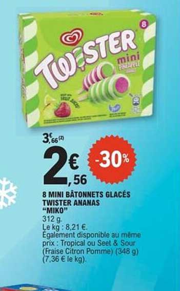 8 MINI BÂTONNETS GLACÉS TWISTER ANANAS "MIKO"
