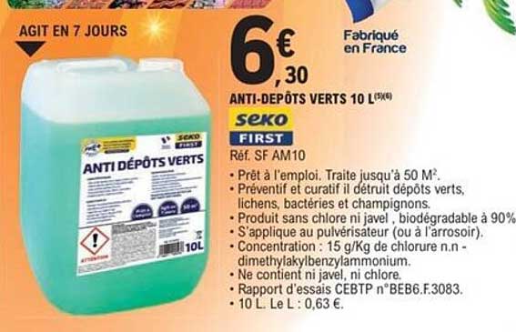 ANTI DÉPÔTS VERTS 10 L (5%)