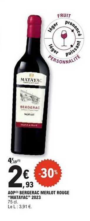 AOP Bergerac Merlot Rouge "Matayac" 2023