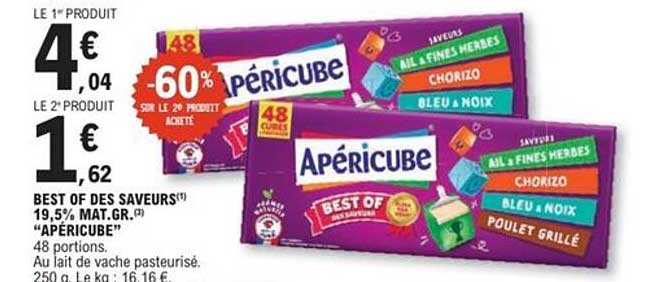 Apericube - 60% de réduction sur le 2ème produit acheté