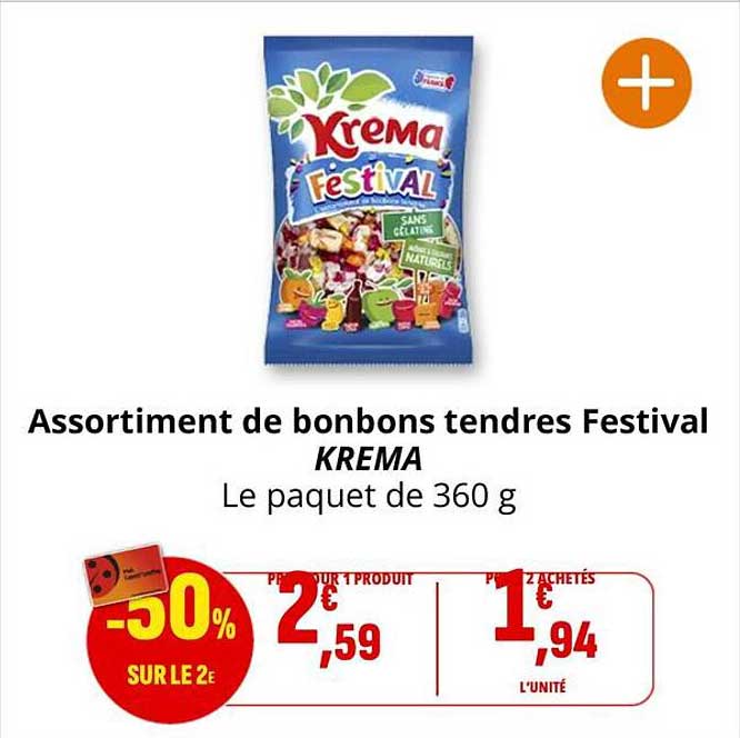 Assortiment de bonbons tendres Festival KREMA