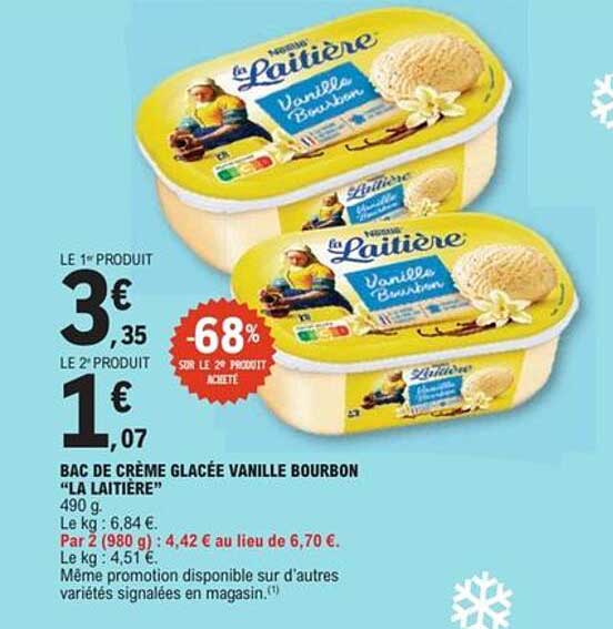 Bac de crème glacée vanille bourbon "LA LAITIÈRE"