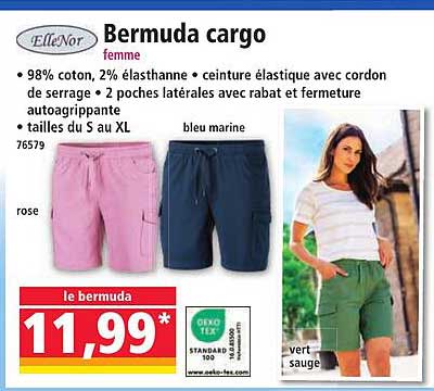 Bermuda cargo femme