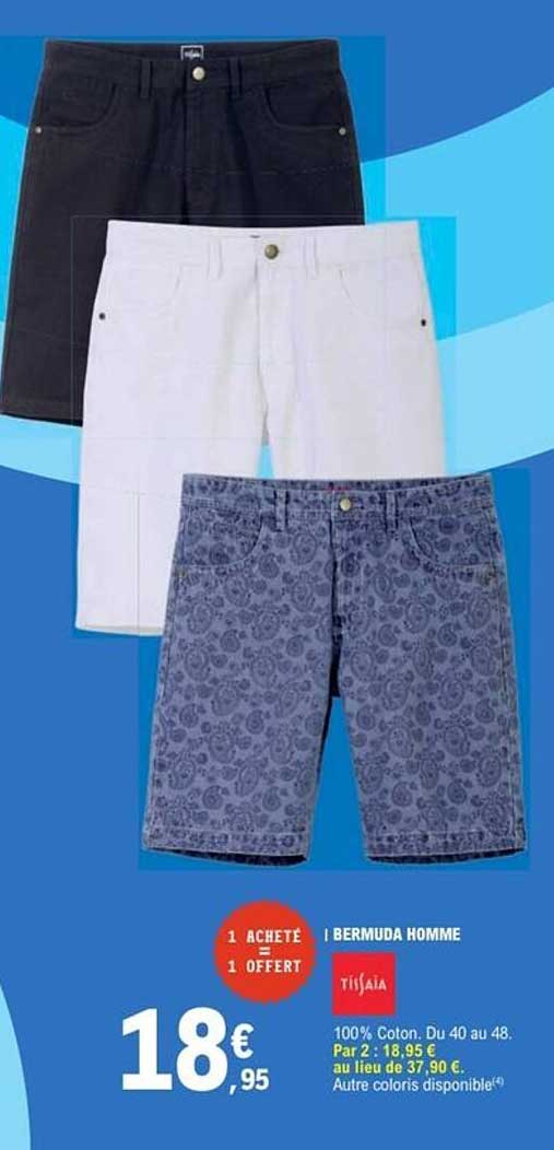 Bermuda Homme 1 acheté = 1 offert