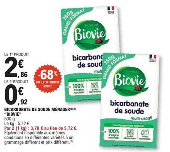 Bicarbonate de soude ménager 'Biovie'