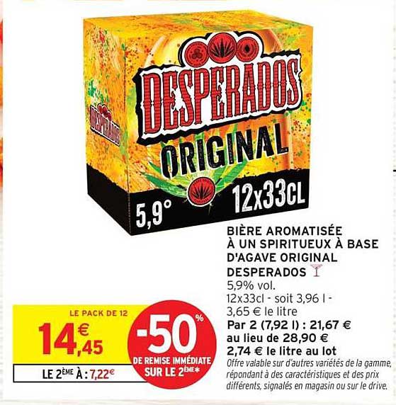 Bière aromatisée à un spiritueux à base d'agave Original Desperados